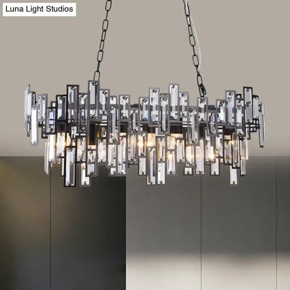 DecorBites™ modern black metal rectangular light fixture with crystal bars and e26 e27 bulbs for island lighting