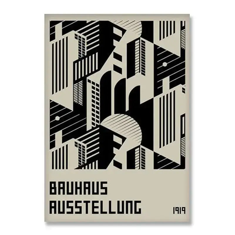 DecorBites™ modern black and white canvas print with minimalist bauhaus design for stylish home decor