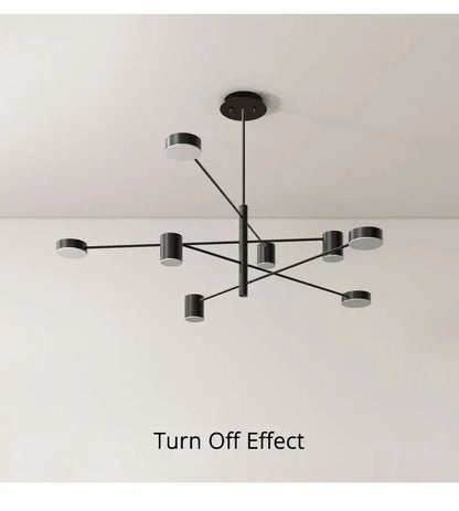 DecorBites™ modern black chandelier with sleek cylindrical lights features simple black nordic style home lighting