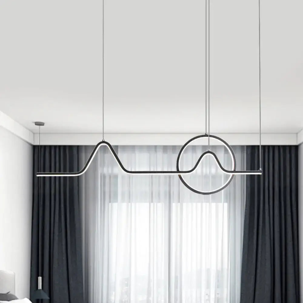 Decorbites modern black gold aluminum linear led ceiling light with warm white light and abstract wave design