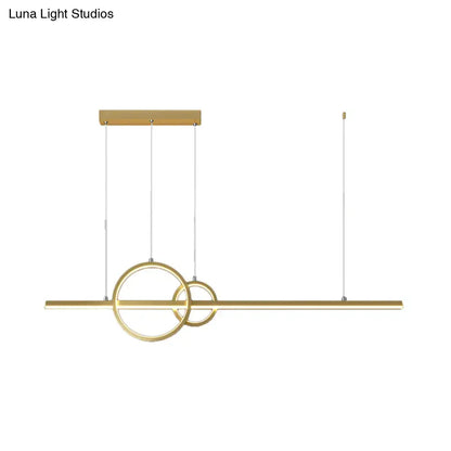 Decorbites modern black gold ring and bar metallic island pendant lamp with circular rings bulb base 220v-240v