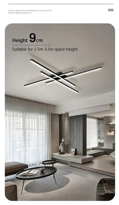 Decorbites™ modern black chandelier square with sleek linear design for bedroom and living room lighting