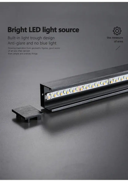 DecorBites™ modern black chandelier square led light strip with sleek design and built-in trough for bedroom and living room