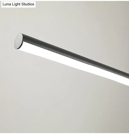 DecorBites™ modern black metal led pendant lamp with cylindrical design and frosted glass diffuser for dining room island