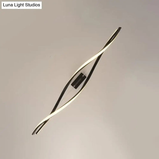 Modern minimalist black twist led pendant light with intertwined aluminum arms and central black fixture for restaurants