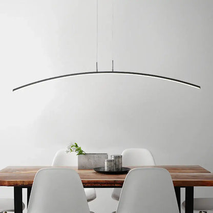 Modern black white arch curved led pendant light with acrylic and warm white glow by decorbites