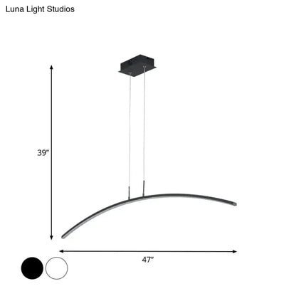 Decorbites™ modern black white arch pendant light with acrylic led and warm white glow in sleek metallic finish