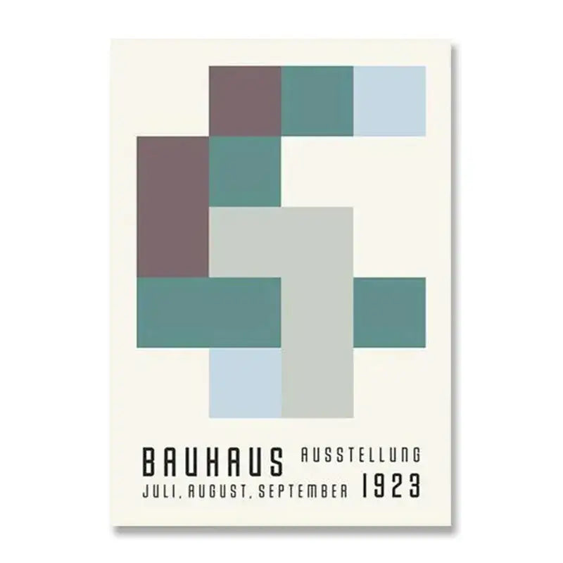Decorbites™ modern black and white bauhaus canvas print featuring a geometric abstract design with muted tones on white background