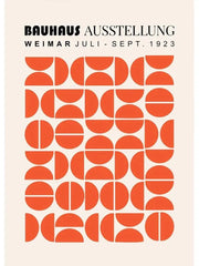 Decorbites™ modern black and white bauhaus canvas print featuring a vintage geometric orange bauhaus canvas pattern