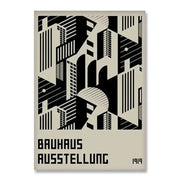 DecorBites modern black and white canvas print wall art with minimalist bauhaus geometric building silhouettes