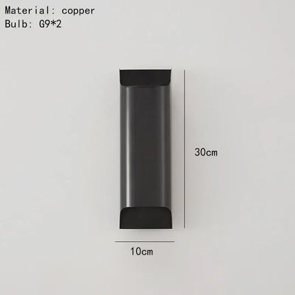Black copper wall lamp by DecorBites modern brass LED wall lamp with sleek rectangular design and two g9 bulbs