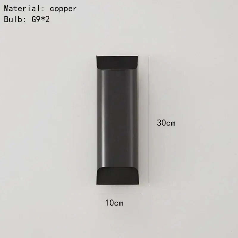 Black copper wall lamp by DecorBites modern brass LED wall lamp with sleek rectangular design and two g9 bulbs
