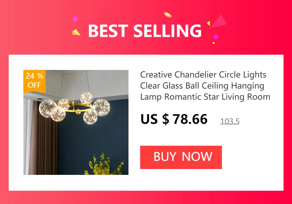 DecorBites™ modern chrome crystal chandelier with clear glass balls and gold-toned frame for living room lamp package