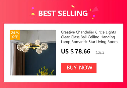 DecorBites modern chrome crystal chandelier with clear glass balls and gold circular frame for living room lamp package