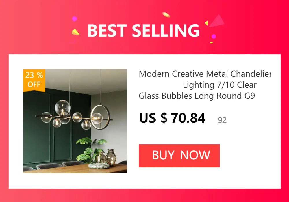 DecorBites™ modern chrome crystal chandelier with clear glass bubbles for living room lamp package