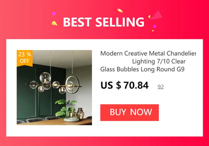 DecorBites™ modern chrome crystal chandelier with clear glass bubbles for living room lamp package