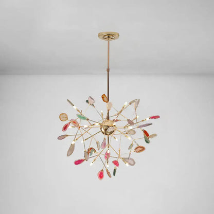 DecorBites modern colorful island light fixture with warm color temperature and agate stone pendant for dining restaurants