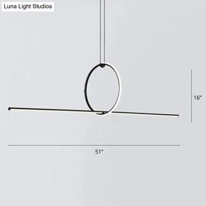 Decorbites modern designer line art black metallic ceiling light with minimalist circular pendant for dining room
