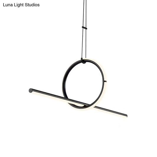 Decorbites modern designer line art black metallic ceiling light with circular frame and led for dining room island lighting