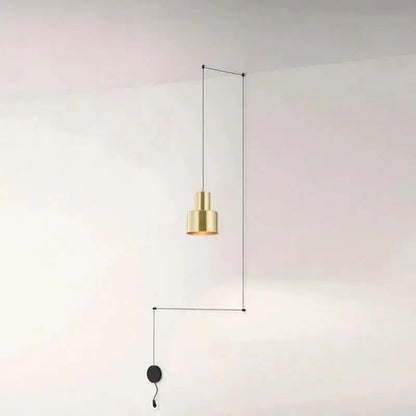 Decorbites modern diy pendant light featuring a minimalist brass pendant light with geometric design and black cord suspension