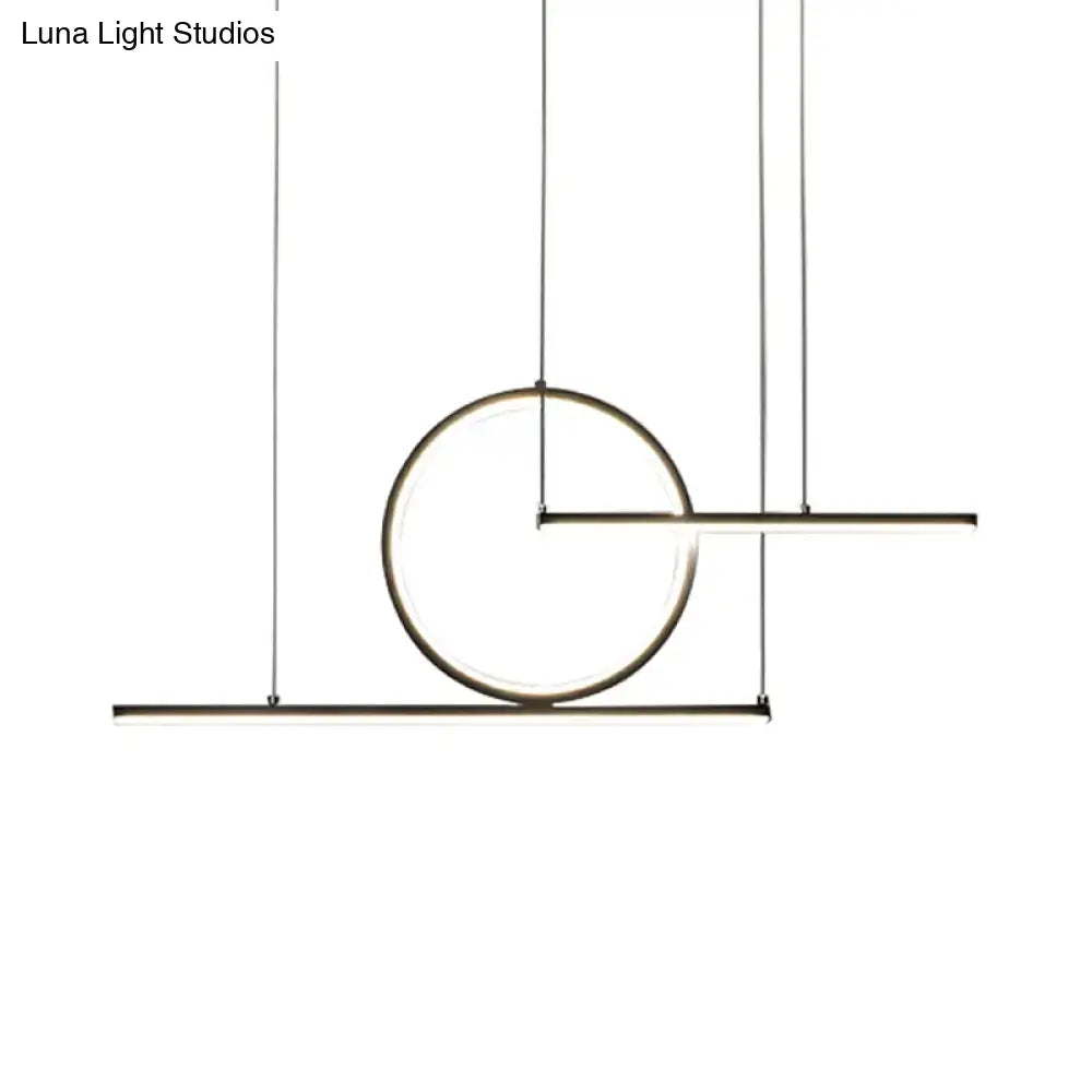 Decorbites modern geometric led pendant light in black and gold with brushed metal finish and warm white illumination