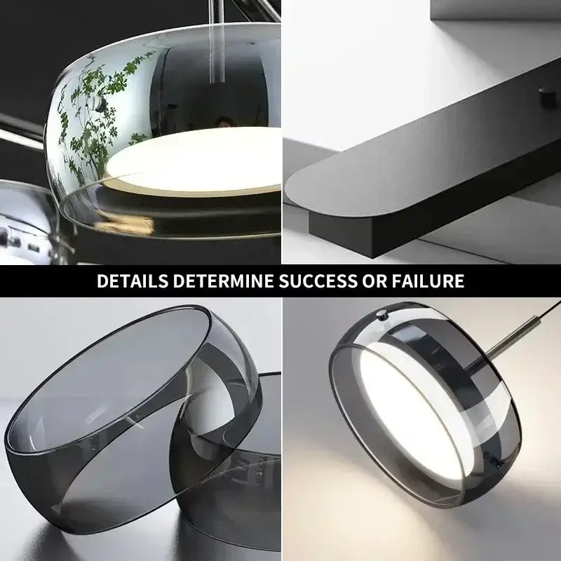 DecorBites modern black glass pendant light with sleek minimalist design and integrated led lighting for dining table