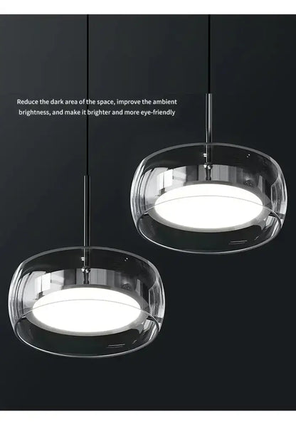 DecorBites™ clear glass pendant light with sleek circular design for modern dining table pendant lighting