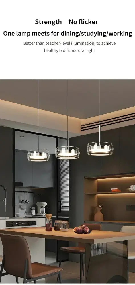 DecorBites™ modern glass dining table pendant light with sleek circular design and warm white led lighting