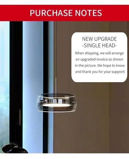 DecorBites™ modern glass dining table pendant light with clear glass bowl and metallic frame for dining table use