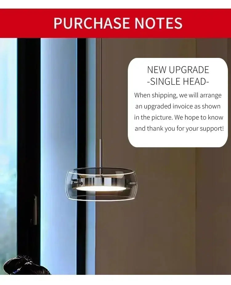 DecorBites™ modern glass dining table pendant light with clear glass bowl and metallic frame for dining table use