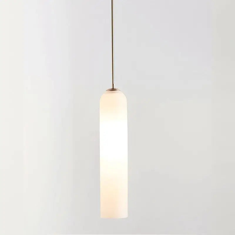 DecorBites™ modern pendant light with frosted glass shade and brass-finished rod is a sleek lighting solution