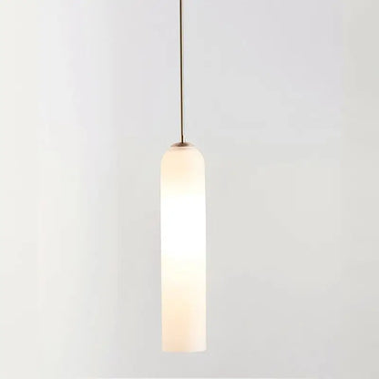 DecorBites™ modern pendant light with frosted glass shade and brass-finished rod is a sleek lighting solution