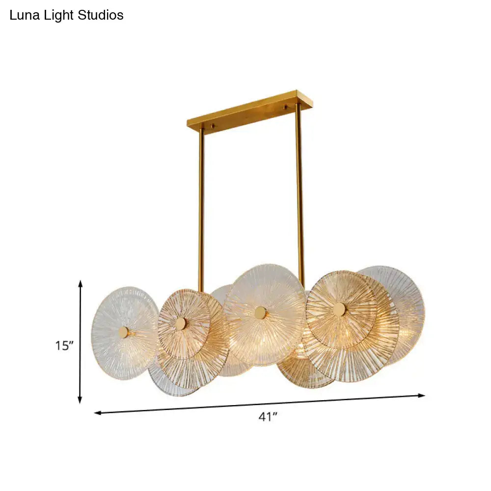 Decorbites modern gold finish pendant light with prismatic glass shade features translucent fan-shaped discs ideal for kitchen island