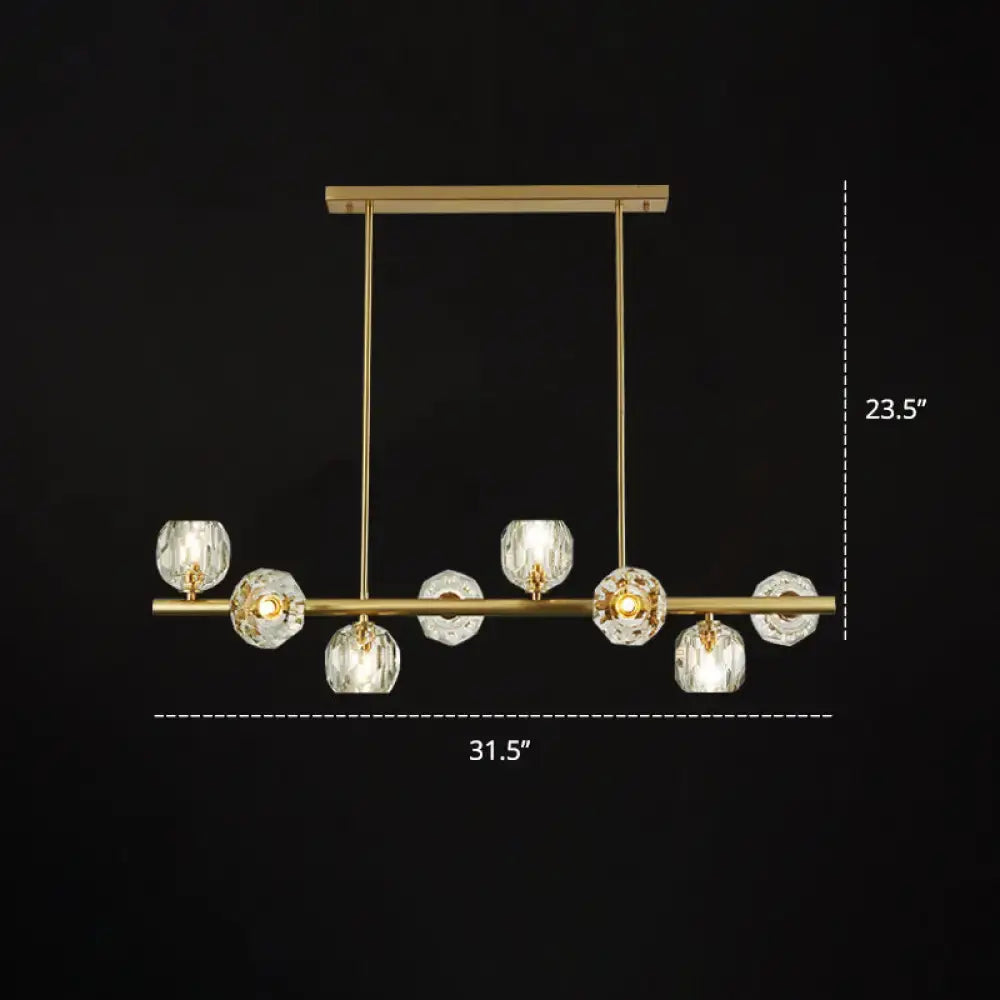 Decorbites modern gold pendant light with crystal dome shades and sleek horizontal bar design ideal for kitchens and restaurants