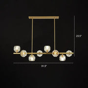 Decorbites modern gold pendant light with crystal dome shades and sleek horizontal bar design ideal for kitchens and restaurants