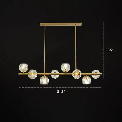 Decorbites modern gold pendant light with crystal dome shades and sleek horizontal bar design ideal for kitchens and restaurants