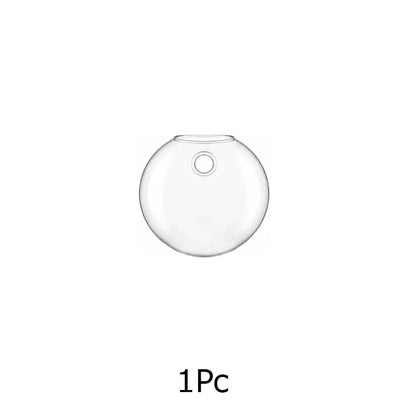 DecorBites™ modern hanging glass vase in clear spherical glass with small top opening for stylish home decor