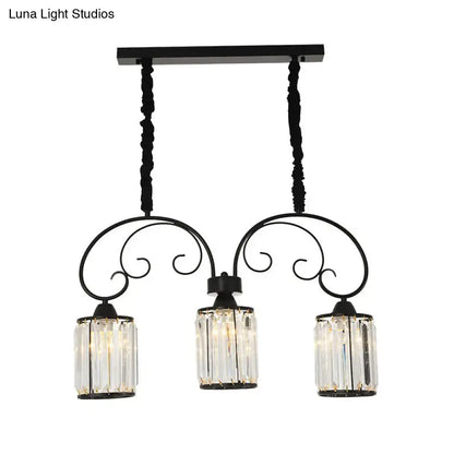 Decorbites modern island light black wrought iron pendant with three clear crystal blocks 220v-240v 110v-120v