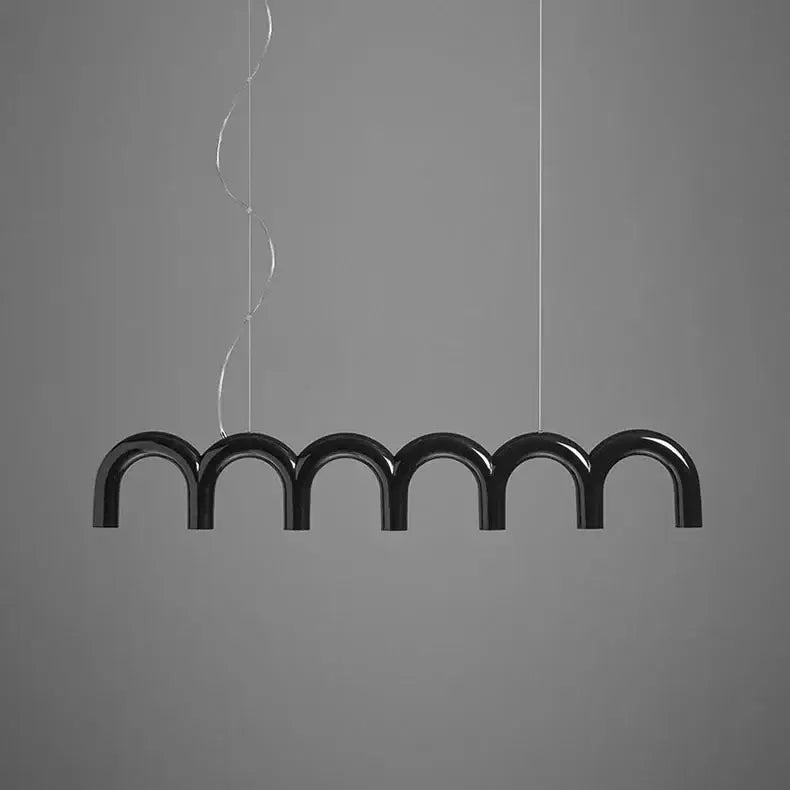 Decorbites modern led black arch chandelier with glossy finish and sleek design perfect for contemporary spaces