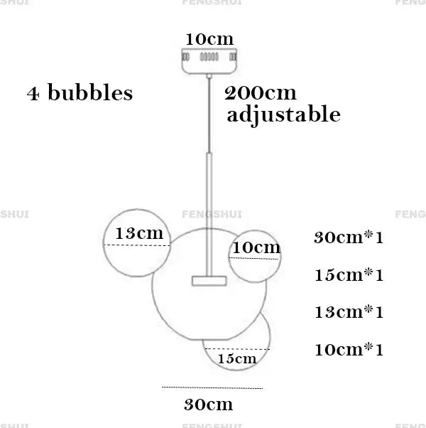 DecorBites™ modern led bubble ball chandelier with four adjustable bubble-shaped globes for living room decor