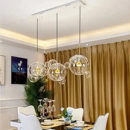 Decorbites modern led bubble ball chandelier featuring glass bubble pendant lights with gold accents for living room