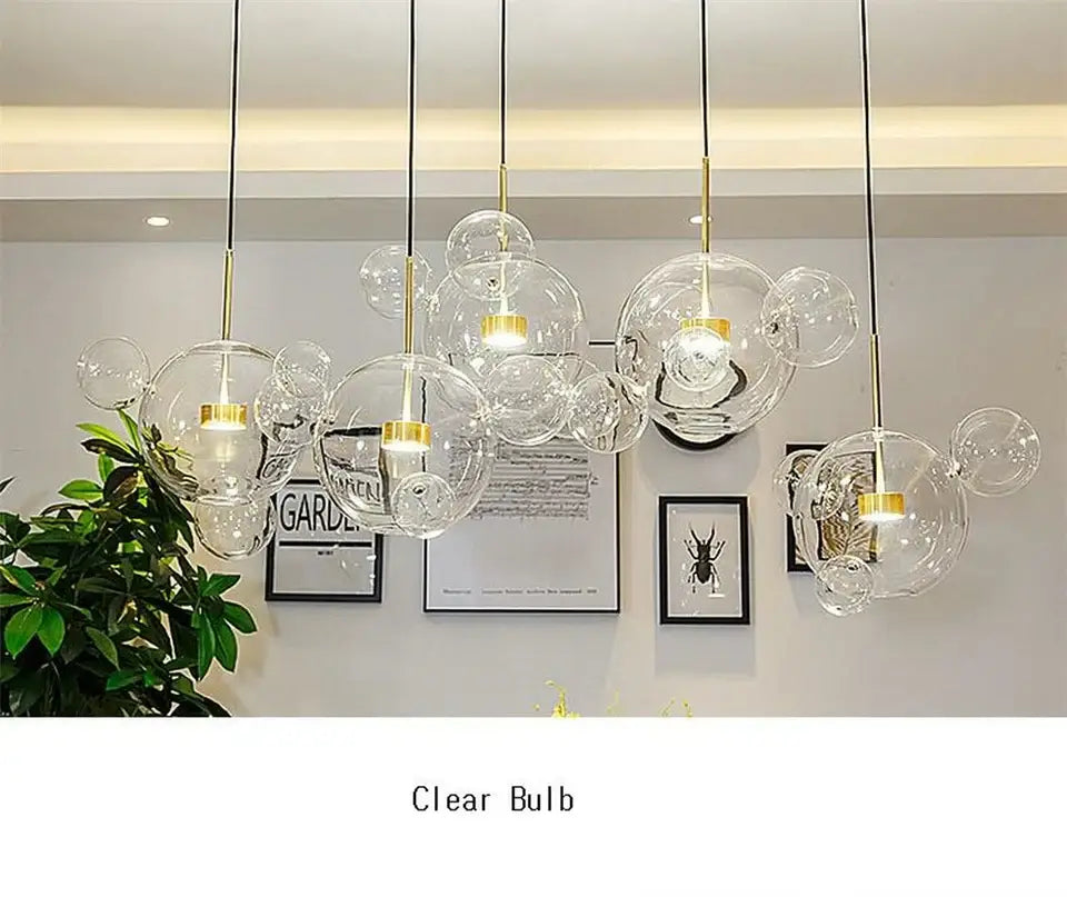 DecorBites modern led bubble chandelier with clear glass bubbles and gold fixtures for living room nordic decor led lighting
