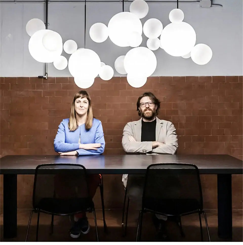 White spherical decorbites™ modern led bubble chandelier with varying sizes for living room nordic decor led lighting