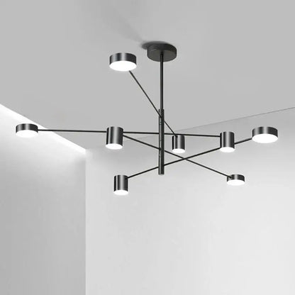 Modern led chandelier decorbites black metal with multiple cylindrical light fixtures for living room and bedroom