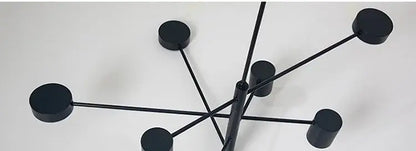 Decorbites modern led chandelier in gold black with six cylindrical arms for living room and bedroom lighting
