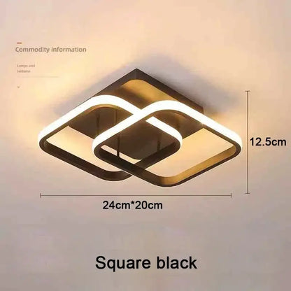 Modern square black DecorBites™ led chandelier with sleek geometric design and illuminated strips for household use with three color options