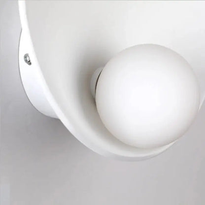 Decorbites™ modern led wall lights featuring a white spherical frosted glass bulb within a white curved housing