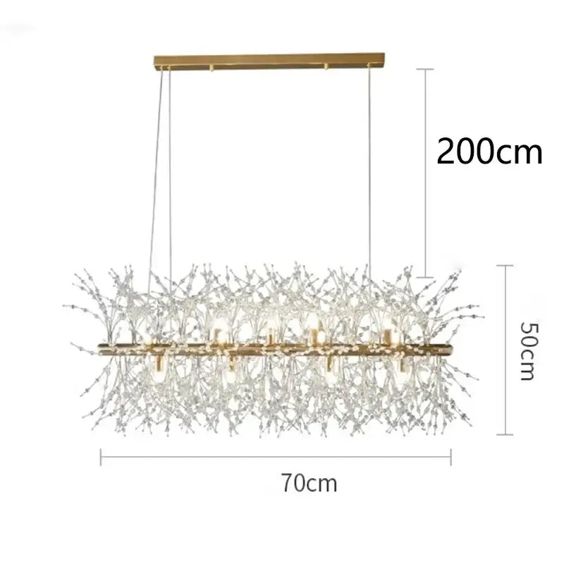 Decorbites™ modern led pendant chandelier with gold-toned metal frame and clear crystal branches for home decor