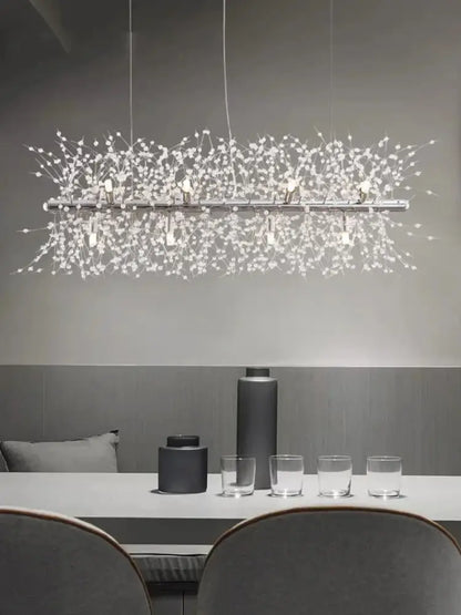 DecorBites modern led pendant chandelier with sleek metallic frame and crystal-like branches for home decor