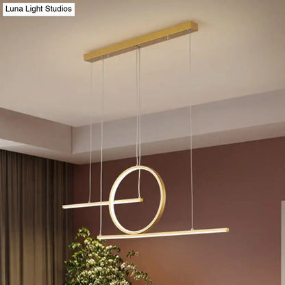 Decorbites™ modern black and gold geometric ceiling light with circle and linear metal shade warm white light